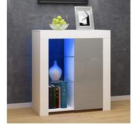 Commode de Eclairage LED Meuble de Rangement sur Salon, Chambre, 75 x 35 x 83 cm (Gris+Blanc)