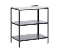 Beliani Commode de Jardin Îlot en Acier INOX Noir 80 x 50 x 92 cm Etagères Ouvertes Vilama