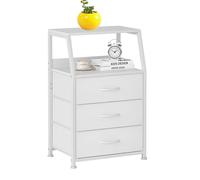 Commode de la Tour Rangement en Tissu pour Chambre, Organisateur Vertical avec tiroirs, Chambre d'enfants, Cadre Acier et Table Nuit Bois Blanc 3-Layer