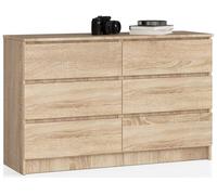 Commode de large avec 6 tiroirs sonoma - L 40 x W 120 x H 77