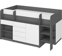 COMMODE DE LIT MOBILE AVEC BUREAU SMILE P 204x 112x112cm CÔTÉ DROIT GRAPHITE BLA
