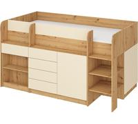 COMMODE DE LIT MOBILE AVEC BUREAU SOURIRE P 204x 112x112cm CÔTÉ DROIT CHÊNE CRÈM