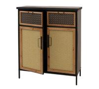 Commode de pharmacie HWC-O79 aspect vieilli 94x80x35cm, aspect rotin