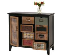 Commode de pharmacien HWC-O63, armoire à tiroirs, porte-étiquettes, motif vintage shabby, bois 80x91x40cm Corps noir