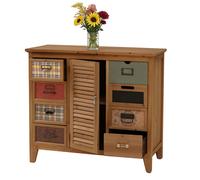 Mendler Commode de pharmacien HWC-O63 Vintage Shabby Volet 80x91x40cm Corps Naturel