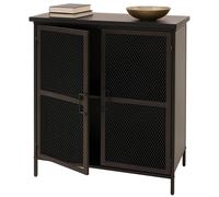 Commode de pharmacien HWC-O79, armoire haute avec compartiments de rangement, look vintage shabby 94x80x35cm, aspect métallique Noir