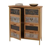 Commode de pharmacien HWC-O79 aspect vintage shabby 94x80x35cm, bleu