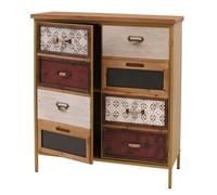 Commode de pharmacien HWC-O79, armoire haute avec compartiments de rangement, look vintage shabby 94x80x35cm, rouge/bleu
