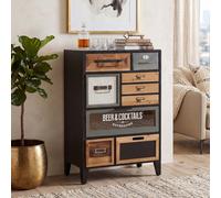 Mendler Commode de pharmacien HWC-Q25, façades de tiroirs des Deux côtés, Commode Vintage/Shabby Chic en Bois et métal, 95 x 58 x 32 cm