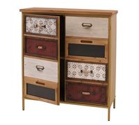 Commode de pharmacien MCW-O79 aspect vintage shabby 94x80x35cm rouge/bleu