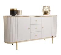 Commode de rangement - ABIKSMEBLE New York - pour salon, entrée, couloir, 86,5x181 cm x40cm, Corps Blanc, Raccords et GarnituresOr