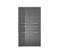 Commode de rangement avec 4 portes de salle de bain coloris anthracite mat, gris anthracite - Longueur 73 x hauteur 132 x profondeur 31 cm - PEGANE - Gris