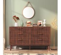 Commode de Rangement - DREAMMESPACE - 100x34x73cm - 6 Tiroirs - Design Scandinave - Bois Noyer