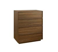 Commode de rangement effet bois noyer 4 tiroirs L 80 x P 43 x H 98.5cm - Kuba