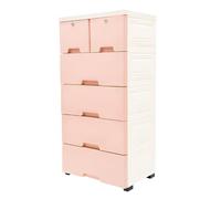 Commode de rangement, en plastique, à 6 tiroirs, avec 4 roues, empilable, avec serrure, rangement autonome, pour la maison, le bureau, la chambre à coucher, la salle de bain