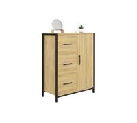 IDMarket – Commode de rangement salle de bain Detroit – 3 tiroirs, 1 placard – design industriel