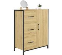 IDMarket – Commode de rangement salle de bain Detroit – 3 tiroirs, 1 placard – design industriel