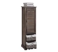 Commode De Salle De Bain Hwc-H20 Etagère De Salle De Bain, 120x27x29cm Bois Massif Shabby Gris-Brun Multicolore