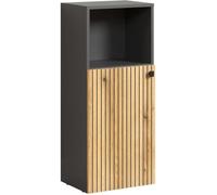trendteam smart living - PureBliss - Meuble Bas - Anthracite/chêne - Commode de Salle de Bain avec Compartiment Ouvert - (l x H x P) 40 x 95 x 31 cm - 2 Compartiments et 1 étagère - Aspect rainuré -