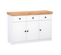 Homestyle4u Commode de Salon en Bois Blanc avec Tiroirs 122,5 x 82 x 42 cm