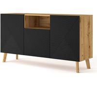 COMMODE DE SALON LUXI 146x42x80cm CHÊNE NOIR MAT