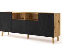 COMMODE DE SALON LUXI 195x42x80cm CHÊNE NOIR MAT