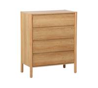 sweeek - Commode décor Bois 4 tiroirs Naturel 80cm - 80 x 40 x 98 cm - Harmony