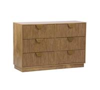 Commode décor bois de manguier rainuré 6 tiroirs Celian