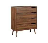 Commode décor bois de noyer. 4 tiroirs. pieds en pin massif