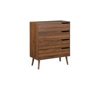 Alice's Home - Commode décor Bois de Noyer. 4 tiroirs. Pieds en pin Massif