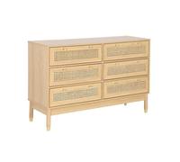 Commode décor bois et cannage 6 tiroirs teinte naturelle - Judith