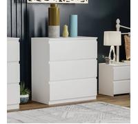 Commode Denver blanche avec 3 tiroirs - Meuble de chambre moderne