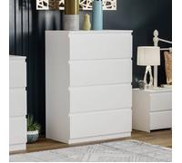 Commode Denver blanche avec 4 tiroirs - Meuble de chambre moderne