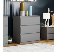 Commode Denver grise avec 3 tiroirs - Meuble de chambre moderne