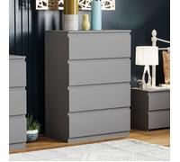 Commode Denver grise avec 4 tiroirs - Meuble de chambre moderne