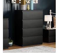 Commode Denver noire avec 4 tiroirs - Meuble de chambre moderne
