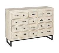 Atmosphera Commode Solen 12 tiroirs bois de manguier sculpté Beige