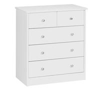 Commode design en bois 60 x 70 x 35 cm blanche avec 5 tiroirs | Buffet plat polyvalent pour couloir | Buffet moderne intemporel