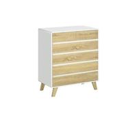 HOMCOM Commode 6 tiroirs design scandinave panneaux de particules 80x40x95 cm bois naturel