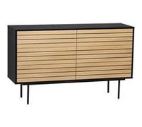 Commode Design "Stripe 6D" 140cm Chêne & Noir