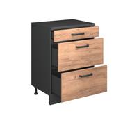 Commode d'extension Rion 60x46cm sans pente avec 3 tiroirs Chêne de force doré/Anthracite Vicco 60756