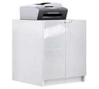 commode d'imprimante Logan armoire à dossiers avec 2 compartiments et 2 portes blanc mat - blanc brillance (51 x 60 5 x 54 cm)