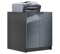 commode d'imprimante Logan armoire à dossiers avec 2 compartiments et 2 portes noir mat - gris brillance (51 x 60 5 x 54 cm)