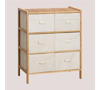 Commode double 65x35 cm en bambou Nafan Blanc - Bois Naturel