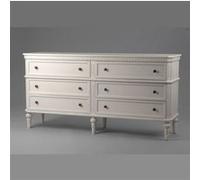 Commode double Léonie 6 tiroirs en kit - Amadeus - Blanc - Bois Blanc G