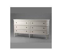 Commode double Léonie 6 tiroirs en kit - Amadeus - Blanc - Bois Blanc G