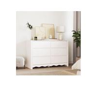 Commode DRAMMEN Blanche 111x43x73,5 cm en Bois massif de Pin