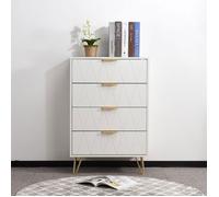 Commode - DREAMMESPACE - 4 tiroirs - 60x34x90cm - MDF blanc - Design contemporain