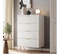 Commode - DREAMMESPACE - 60x34x91cm - 4 tiroirs - Métal doré - Design moderne