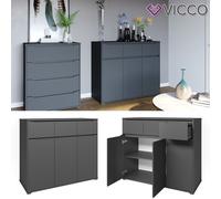 Commode Dresseur Armoire polyvalente Ruben anthracite Tiroir 120 cm Vicco